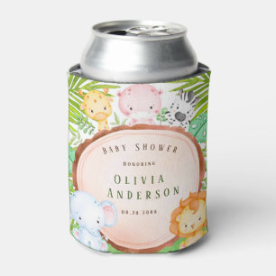 Safari Jungle Cartoon Animal Baby Shower Thank You Can Cooler