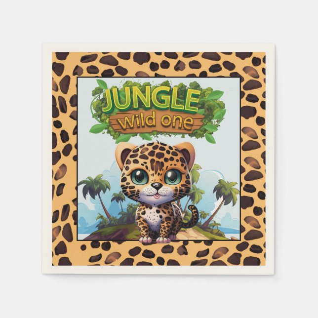 Safari Jungle Cat Wild One Leopard Wildlife 🐆 Napkin (Front)