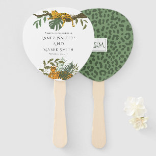 Safari Jungle Cats Green Leopard Wedding Hand Fan