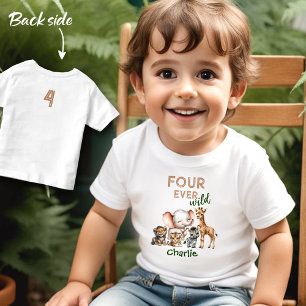 Safari Jungle Cute Animals Wild 4th Birthday Toddler T-Shirt