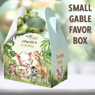 Safari Jungle Cute Animals Wild One 1st Birthday Favour Box
