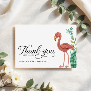 Safari Jungle Flamingo Boys Baby Shower Thank You Card