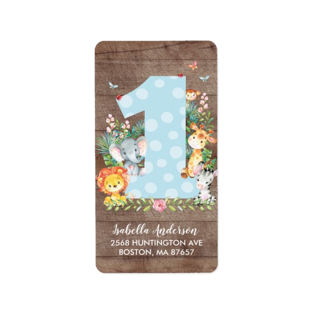 Safari Jungle Fun One 1st Birthday Address Label (Front)