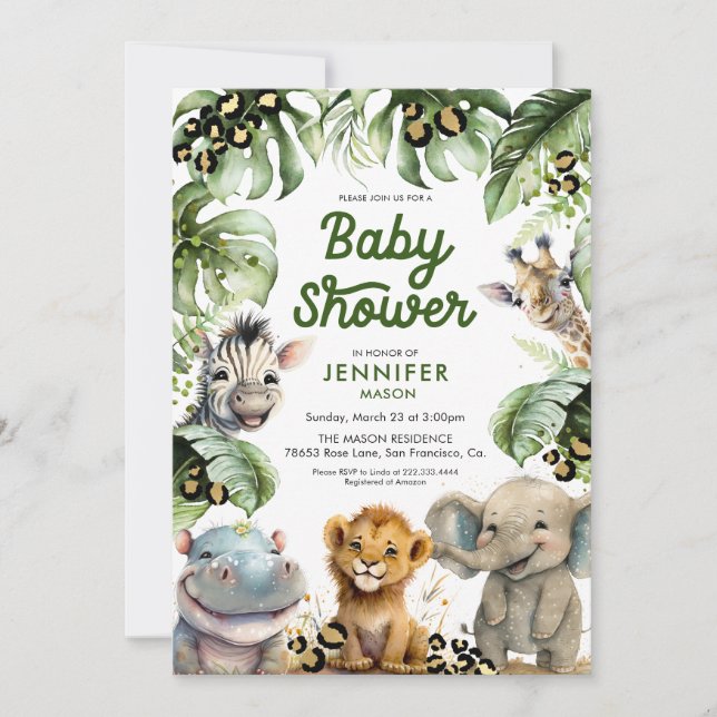 Safari Jungle Gender Neutral Baby Shower  Invitation (Front)
