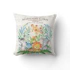 Safari Jungle Girl Boy Birth Stats Pillow