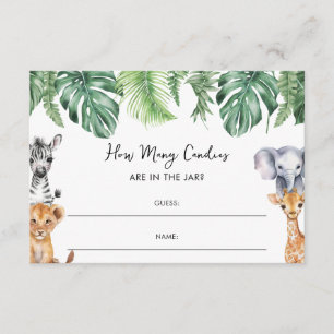 Safari Jungle How Many Candies Baby Shower Enclosure Card
