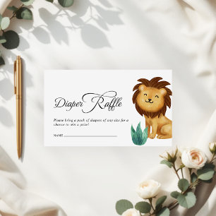 Safari Jungle Lion Baby Shower Diaper Raffle Enclosure Card