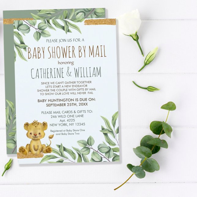 Safari Jungle Lion Modern Baby Shower By Mail Invitation (Creator Uploaded)