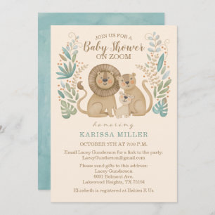 Safari Jungle Lion Virtual Baby Boy Shower Invitation