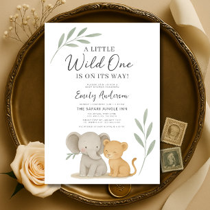 Safari Jungle Little Wild One Baby Shower Invitation
