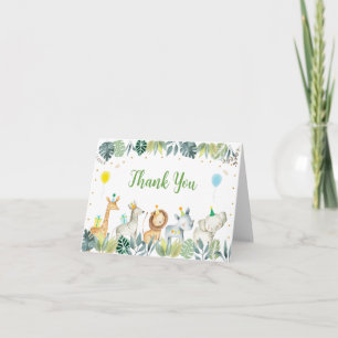 Safari Jungle Party Animal Birthday Thank You Card