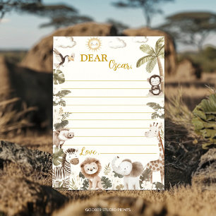 Safari Jungle Party Time Capsule Note Message Card