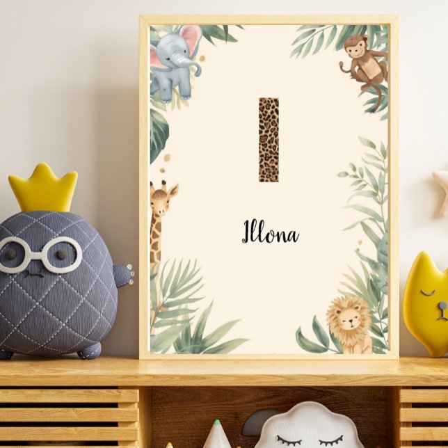 Safari Jungle Personalised Name Monogram I Nursery Poster (Creator Uploaded)