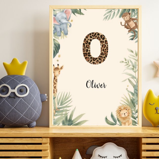 Safari Jungle Personalised Name Monogram O Nursery Poster (Creator Uploaded)