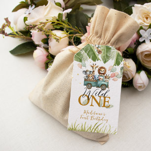 Safari Jungle Thank You Wild One 1st Birthday Gift Tags