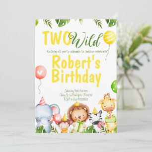 Safari Jungle Two Wild Birthday Invitation 