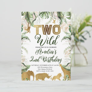 Safari Jungle Two Wild Birthday Party Invitation