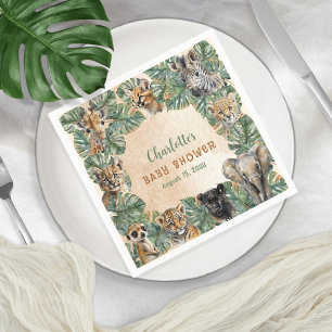 Safari Jungle Wild Animals Neutral Baby Shower Napkin