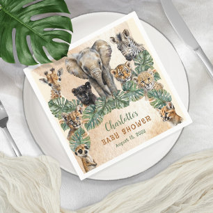 Safari Jungle Wild Animals Neutral Baby Shower Napkin