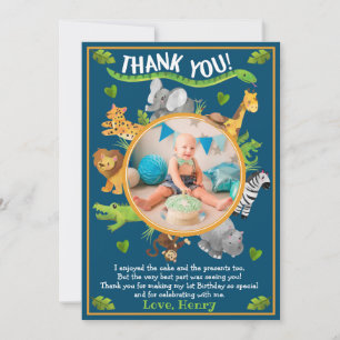 Safari Jungle Wild One Animals Thank You Card