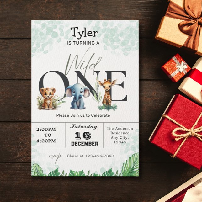 Safari Jungle Wild One Cute Animals 1st Birthday  Invitation (Creator Uploaded)