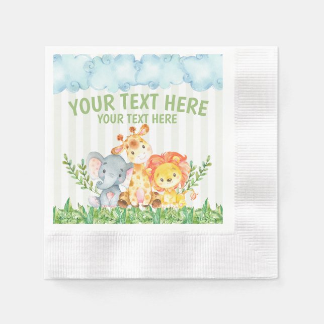 Safari Jungle Zoo Animal Napkins (Front)