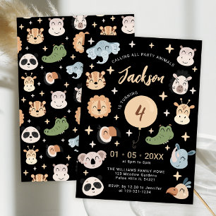 Safari Jungle zoo animals birthday boy invitation