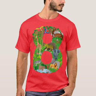 Safari Jungle Zoo Theme Animals Eighth Birthday nu T-Shirt