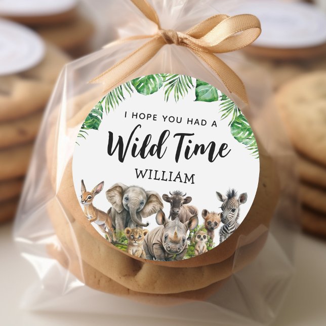 Safari Kids Birthday Thank You Classic Round Sticker (Creator Uploaded)