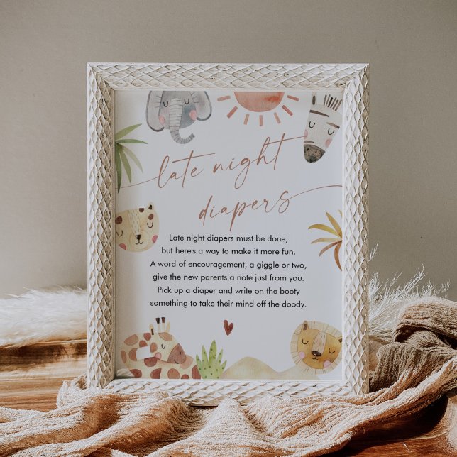 SAFARI Late Night Diapers Baby Shower Sign (Creator Uploaded)