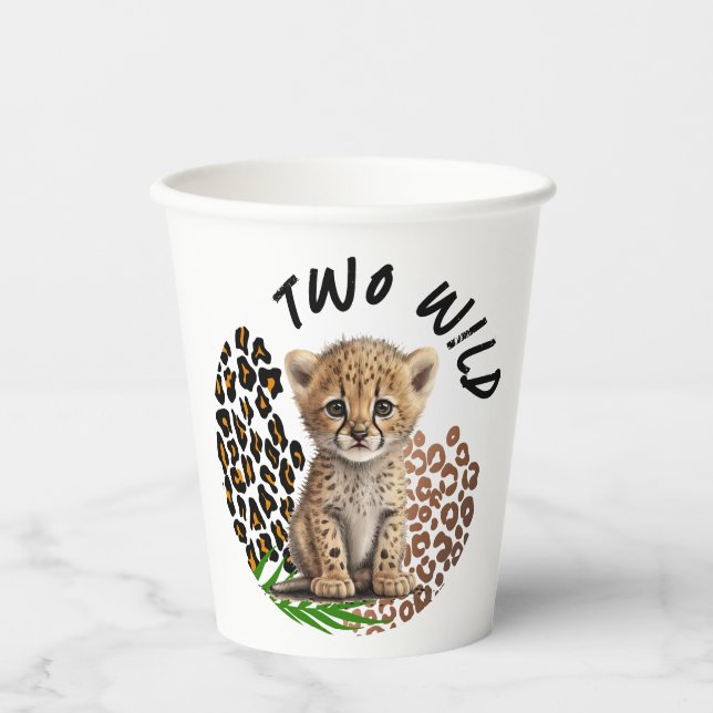 Safari Leopard Birthday Wild One Two Wild Party Paper Cups (Front)
