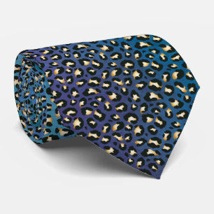 Safari Leopard Print Navy Blue Rosettes Tie