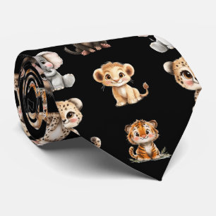 Safari Lion Elephant Tiger Cute Kawaii Neck Tie
