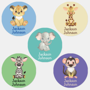 Safari Lion Giraffe Elephant Zebra Monkey Boy 
