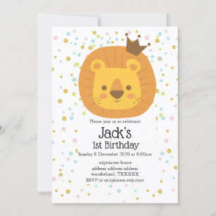 safari lion  jungle lion, animal illustration invitation