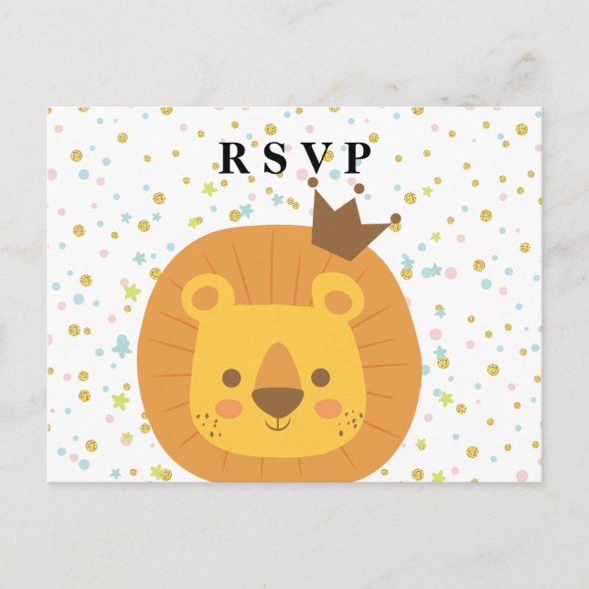 safari lion  jungle lion, animal illustration invitation postcard (Front)