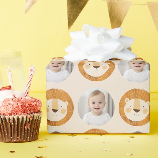   Safari Lion Theme Kids Birthday Photo Wrapping Paper (Birthday Party)
