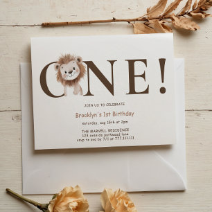 Safari Lion Themed with Photo 1st Birthday Invitation