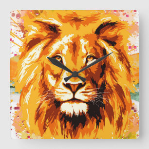 Safari Lion Wall Clock Colourful Lion Clock