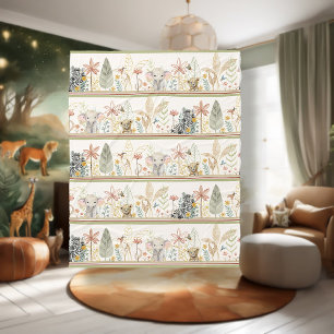 Safari Lion Zebra Elephant Jungle Foliage Baby Boy Fleece Blanket