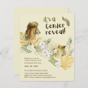 Safari Lions GENDER REVEAL Baby Shower Invitations