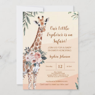 Safari Little Explorer Giraffe Baby Shower  Invitation