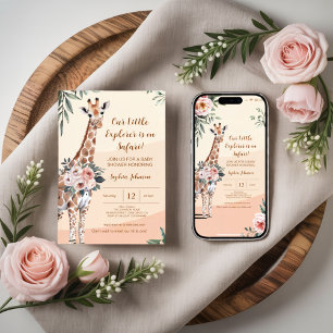 Safari Little Explorer Giraffe Baby Shower  Invitation