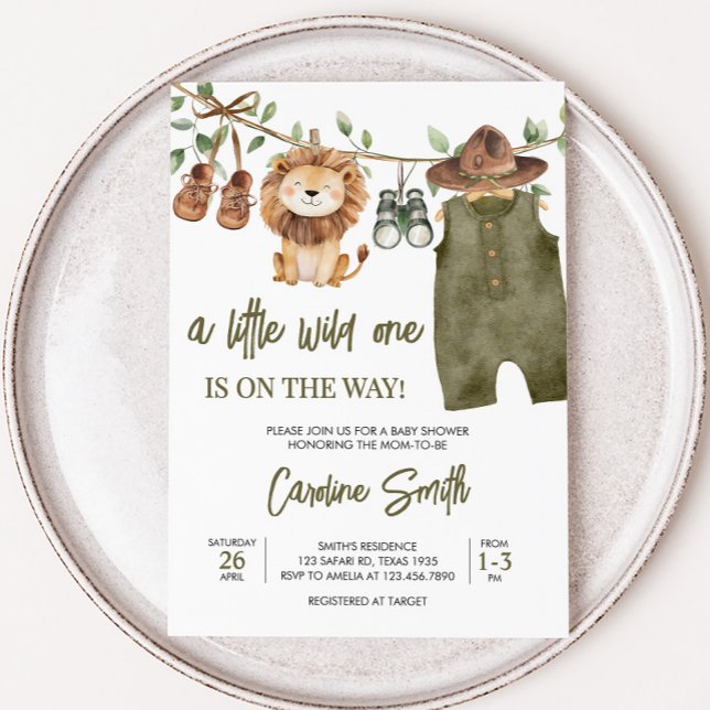 Safari Little Wild One Baby Clothes Baby Shower Invitation (A Little Wild One Baby Clothes Baby Shower Invitation)