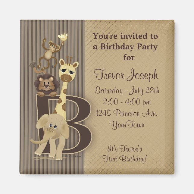 Safari Magnet Birthday Favour (Front)