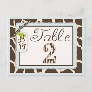 Safari Monkey Animal Print Baby Shower Table Card