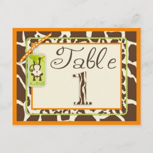 Safari Monkey Animal Print Baby Shower Table Card