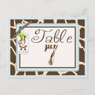 Safari Monkey Animal Print Baby Shower Table Card