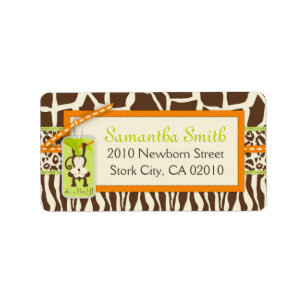 Safari Monkey Animal Print Label