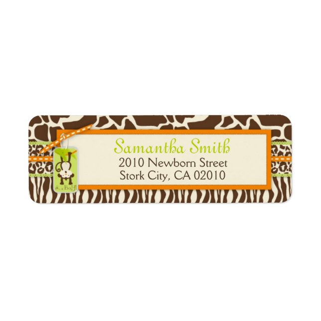 Safari Monkey Animal Print Return Address Label (Front)